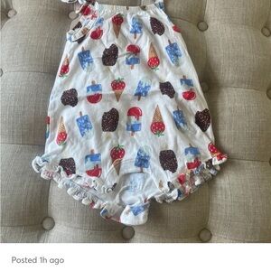 Old Navy White Romper with Multicolor Ice Cream & Strawberry Prints